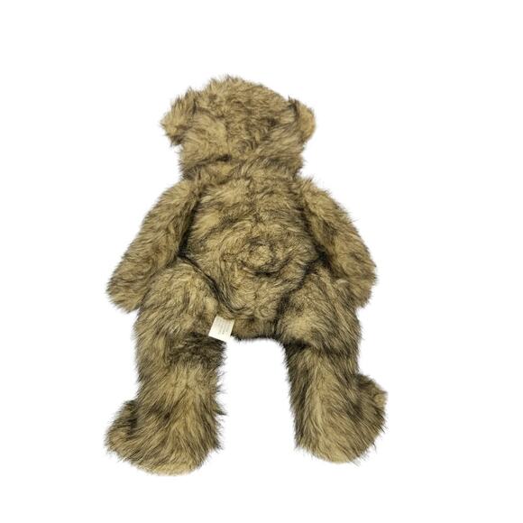 Goffa International Tan Black Frosted Tan Bear Plush Stuffed Animal Yellow Bow - Picture 2 of 6